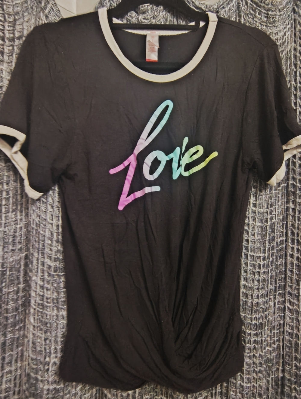 No Boundaries Love Rainbow Ringer Tee Small Y2K Graphic Top